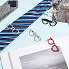 BENECREAT 4Pcs 4 Colors Alloy Glasses Frame Shape Tie Clip for Clothes Dresses Decoration JEWB-BC0001-10-5