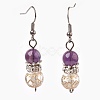 Natural Amethyst Beads Dangle Earrings EJEW-JE02793-05-1