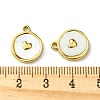 Ion Plating(IP) 304 Stainless Steel Pave Shell Flat Round Charms with Heart FIND-Z028-06G-3