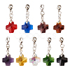 Pandahall 36Pcs 9 Colors Cross Glass Pendant Decoration HJEW-TA0001-08-9