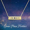 Brass Rectangle with Moon Phase Pendant Necklace with Cable Chains for Women JN1026B-3