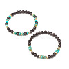 2Pcs 2 Style Natural Ebony Wood & Imperial Jasper Beaded Stretch Bracelets Set BJEW-JB07824-4