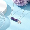 Natural Amethyst Chip & Constellation Pendant Necklaces NJEW-JN05084-11-2