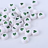 Opaque Acrylic Heart Letter Beads X-SACR-Q126-07-2