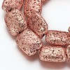 Electroplated Natural Lava Rock Beads Strands G-P400-08RG-02-2