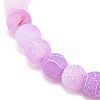 Natural Weathered Agate(Dyed) Round Beaded Stretch Bracelet X-BJEW-JB08363-01-4