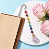 7 Chakra Gemstone Bead & Natural Amethyst Glass Heart Wishing Bottle Pendant Bookmarks AJEW-JK00313-05-2