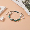 Natural & Synthetic Mixed Gemstone Round Braided Bead Bracelet BJEW-JB09274-2