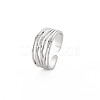 304 Stainless Steel Criss Cross Open Cuff Ring for Women RJEW-S405-215P-3