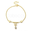 Brass Micro Pave Clear Cubic Zirconia Charm Bracelets for Women BJEW-C083-06G-4