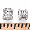 Rhodium Plated 925 Sterling Silver Micro Pave Cubic Zirconia Beads STER-T004-91P-3