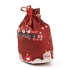 Christmas Theme Rectangle Cloth Bags with Jute Cord ABAG-P008-01F-3