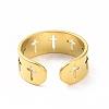 Ion Plating(IP) 304 Stainless Steel Hollow Out Cross Open Cuff Ring for Women RJEW-C053-02G-3