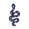 Glitter Snake Alloy Blue Enamel Safety Pin Brooch PW-WG20B7C-01-1