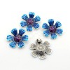 Antique Silver Plated Alloy Enamel Flower Pendants ENAM-N021-03-3