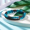 Natural Chalcedony & Synthetic Non-magnetic Hematite Beads Energy Stretch Bracelets Set BJEW-JB07142-03-4