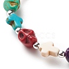 Synthetic Turquoise(Dyed) Cross & Skull Beaded Stretch Bracelet BJEW-JB08452-6
