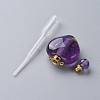 Natural Amethyst Openable Perfume Bottle Pendants G-K420-05-3