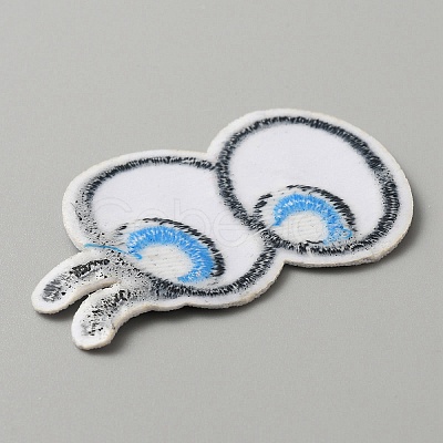 Cartoon Style Double Eye Embroidered Cloth Patches PATC-WH0001-116C-1