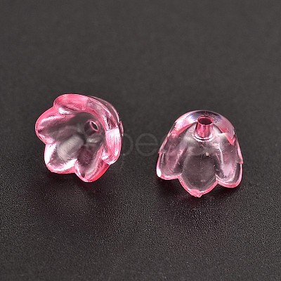 Pink Dyed Transparent Acrylic Flower Beads X-PL548-10-1