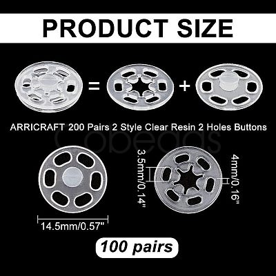 ARRICRAFT Transparent Resin Snap Fasteners BUTT-AR0001-06-1