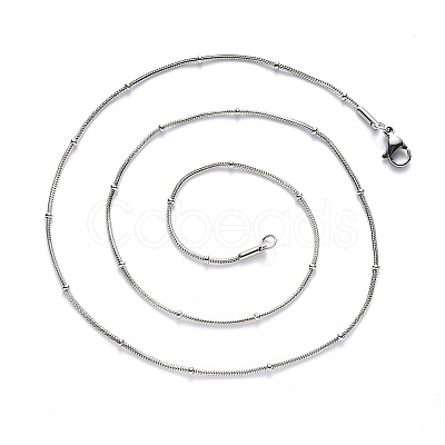 Non-Tarnish 304 Stainless Steel Round Snake Chain Necklace NJEW-S420-009B-P-1