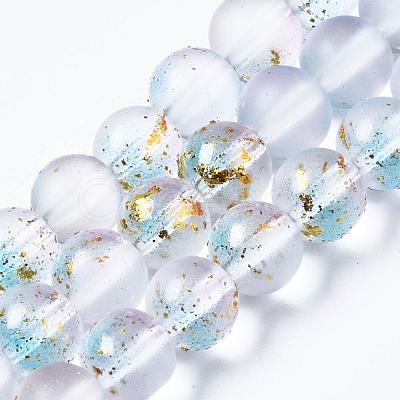 Frosted Spray Painted Glass Beads Strands GLAA-N035-03C-C07-1