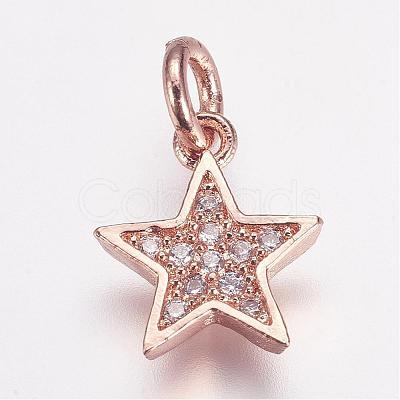 Brass Micro Pave Cubic Zirconia Charms ZIRC-G087-35-1