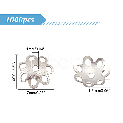 DICOSMETIC 1000Pcs 304 Stainless Steel Bead Caps STAS-DC0012-14-1