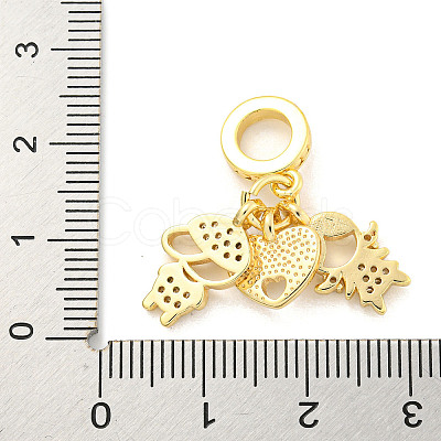 Rack Plating Brass Micro Pave Cubic Zirconia European Dangle Charms KK-P270-02D-G-1