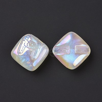 Rainbow Iridescent Plating Acrylic Beads OACR-A010-06F-1