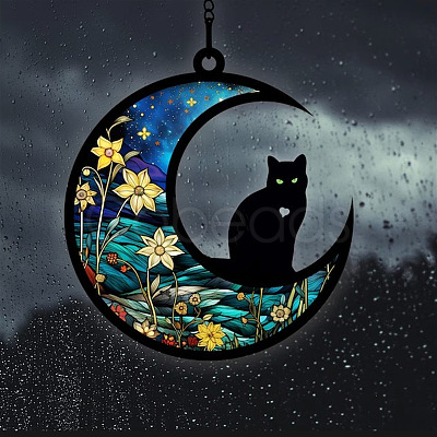 Moon with Cat Window Suncatchers PW-WG7D0D8-02-1