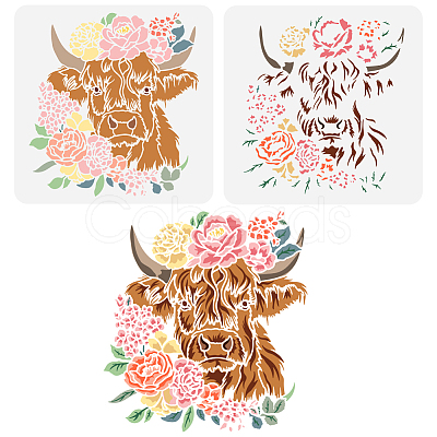 2Pcs 2 Styles PET Hollow Out Drawing Painting Stencils DIY-WH0394-0181-1