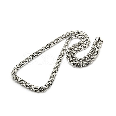 Tarnish Resistant Fashionable 304 Stainless Steel Wheat Chain Necklaces STAS-A028-N003P-1