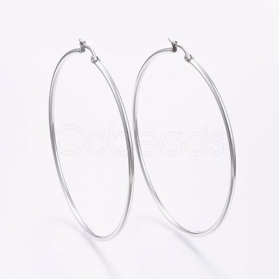 Tarnish Resistant 304 Stainless Steel Big Hoop Earrings X-EJEW-F105-01P-1