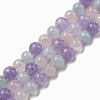 Natural Aquamarine & Rose Quartz & Amethyst Beads Strands G-D0013-68-6MM-1