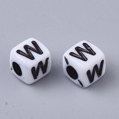 White Opaque Acrylic Beads MACR-R869-02W-1