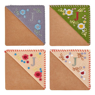 HOBBIESAY 4Pcs 4 Styles Season Theme Non-woven Felt Embroidery Corner Bookmarks FIND-HY0002-47B-1