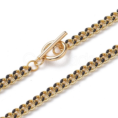 Brass Curb Chain Necklaces NJEW-JN03097-03-1