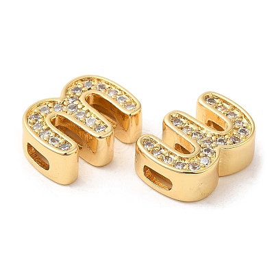 Brass Micro Pave Cubic Zirconia Beads ZIRC-Q202-17G-1