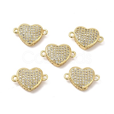 Brass Micro Pave Clear Cubic Zirconia Connector Charms KK-E068-VB340-1