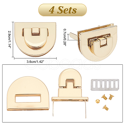 WADORN&reg 4 Sets Electroplate Alloy Bag Twist Lock Clasps FIND-WR0004-26-1