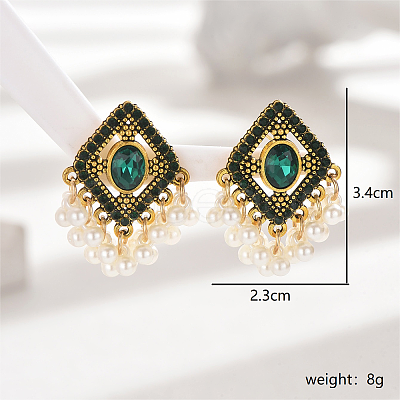 Bohemia Style Holiday Green Beaded Stud Earrings TP4822-1