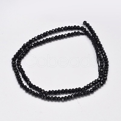 Faceted Rondelle Natural Black Spinel Bead Strands G-F289-42A-1