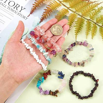 7Pcs 7 Styles Unisex Chip Natural & Synthetic Gemstone Beaded Stretch Bracelets Sets BJEW-SZ0001-27-1