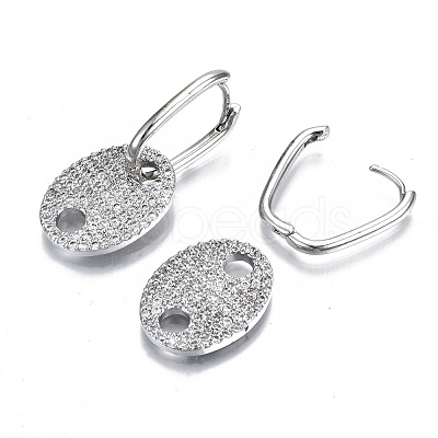 Brass Micro Pave Clear Cubic Zirconia Huggie Hoop Earring EJEW-N011-44P-1