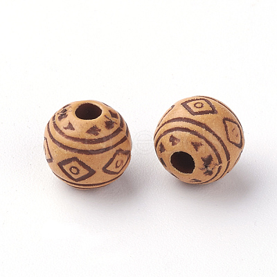 Imitation Wood Acrylic Beads X-SACR-Q186-09-1