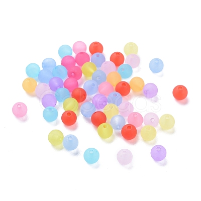 6mm Mixed Transparent Round Frosted Acrylic Ball Bead X-FACR-R021-6mm-M-1