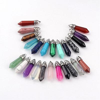 Bullet Natural & Synthetic Mixed Stone Pointed Pendants G-E332-C-1