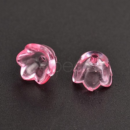 Pink Dyed Transparent Acrylic Flower Beads X-PL548-10-1